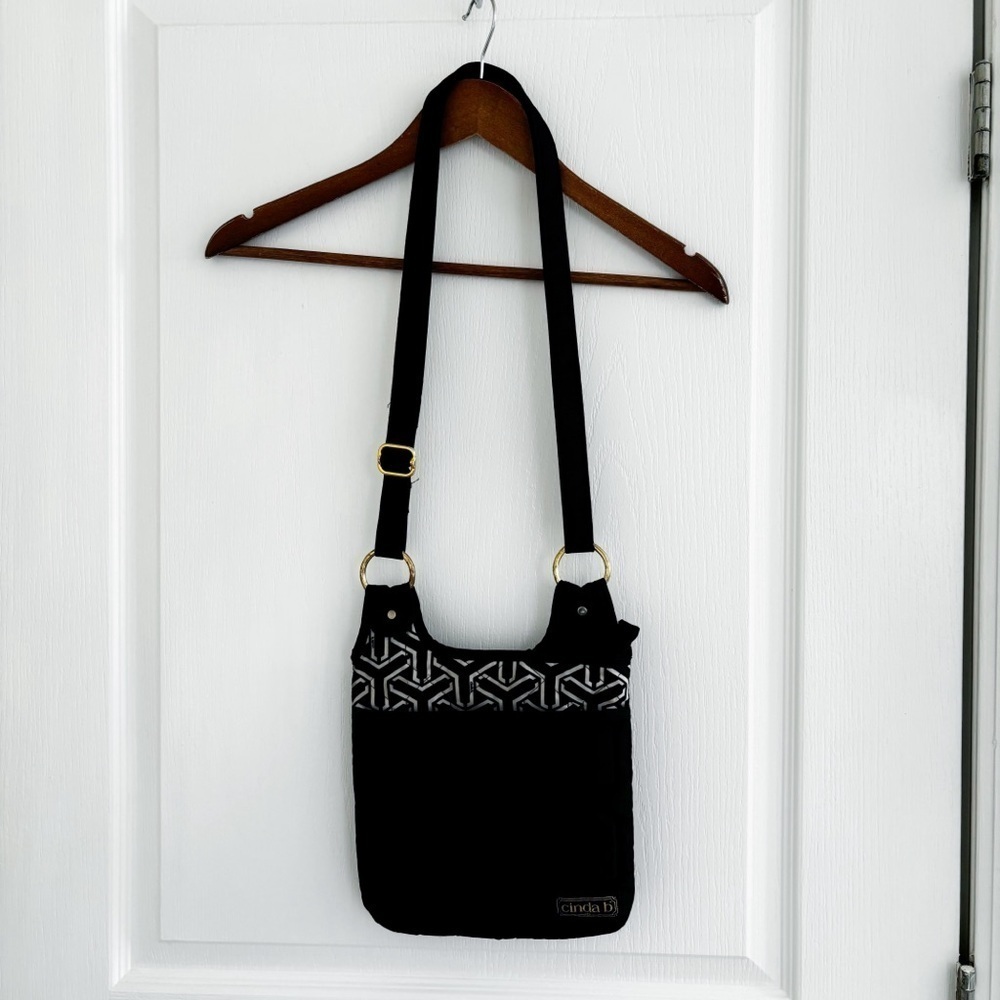 Cinda B Black Quilted Crossbody Bag 9.5 x 9.5